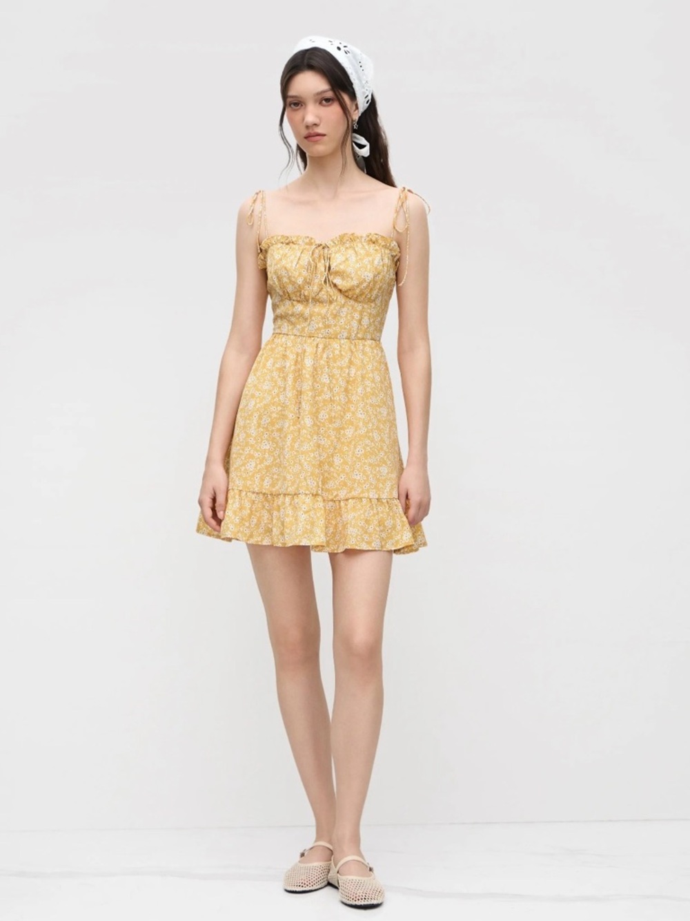 Ditsy Floral Tie-Shoulder Mini Sundress M - Picture 2 of 2